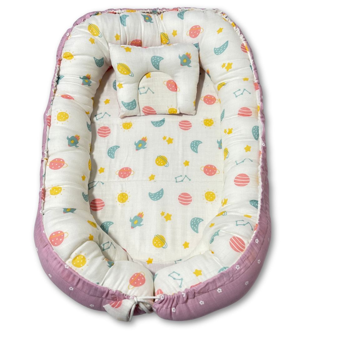 Printed Cotton Portable & Foldable Reversible Sleeping Bed Nest