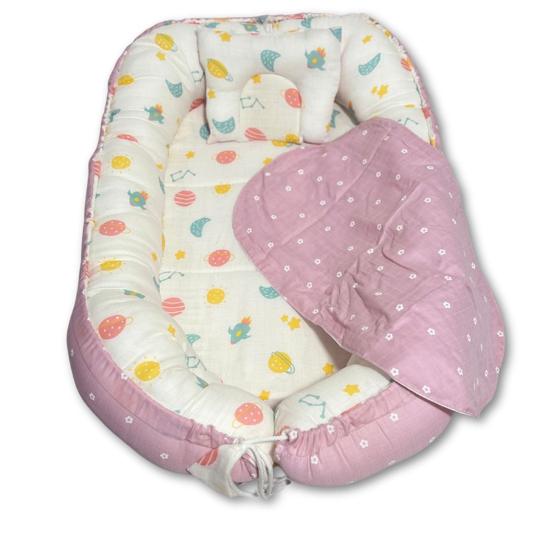 Printed Cotton Portable & Foldable Reversible Sleeping Bed Nest
