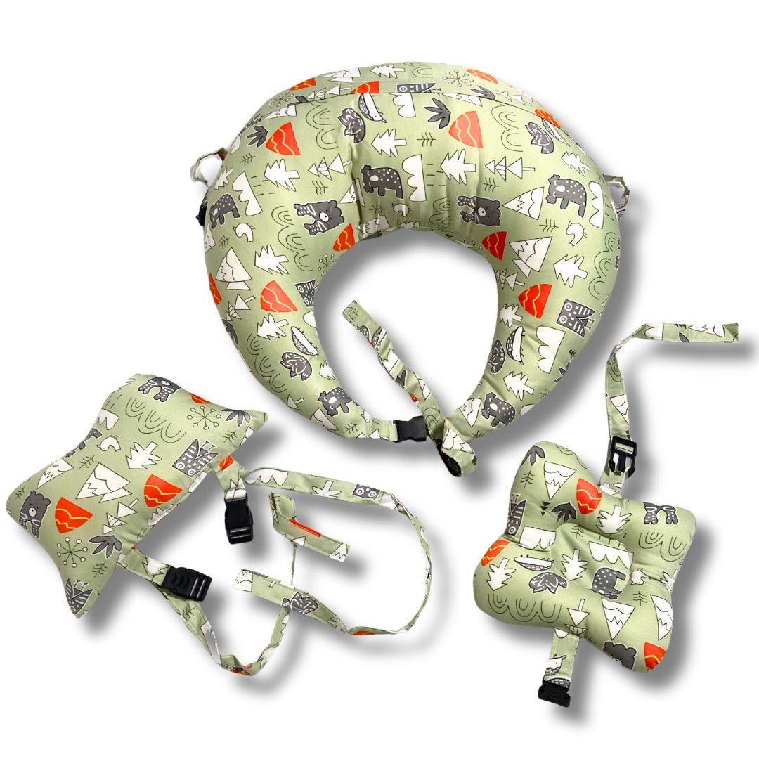 Printed Cotton Maternity Pillow with Infant Support Cushion
