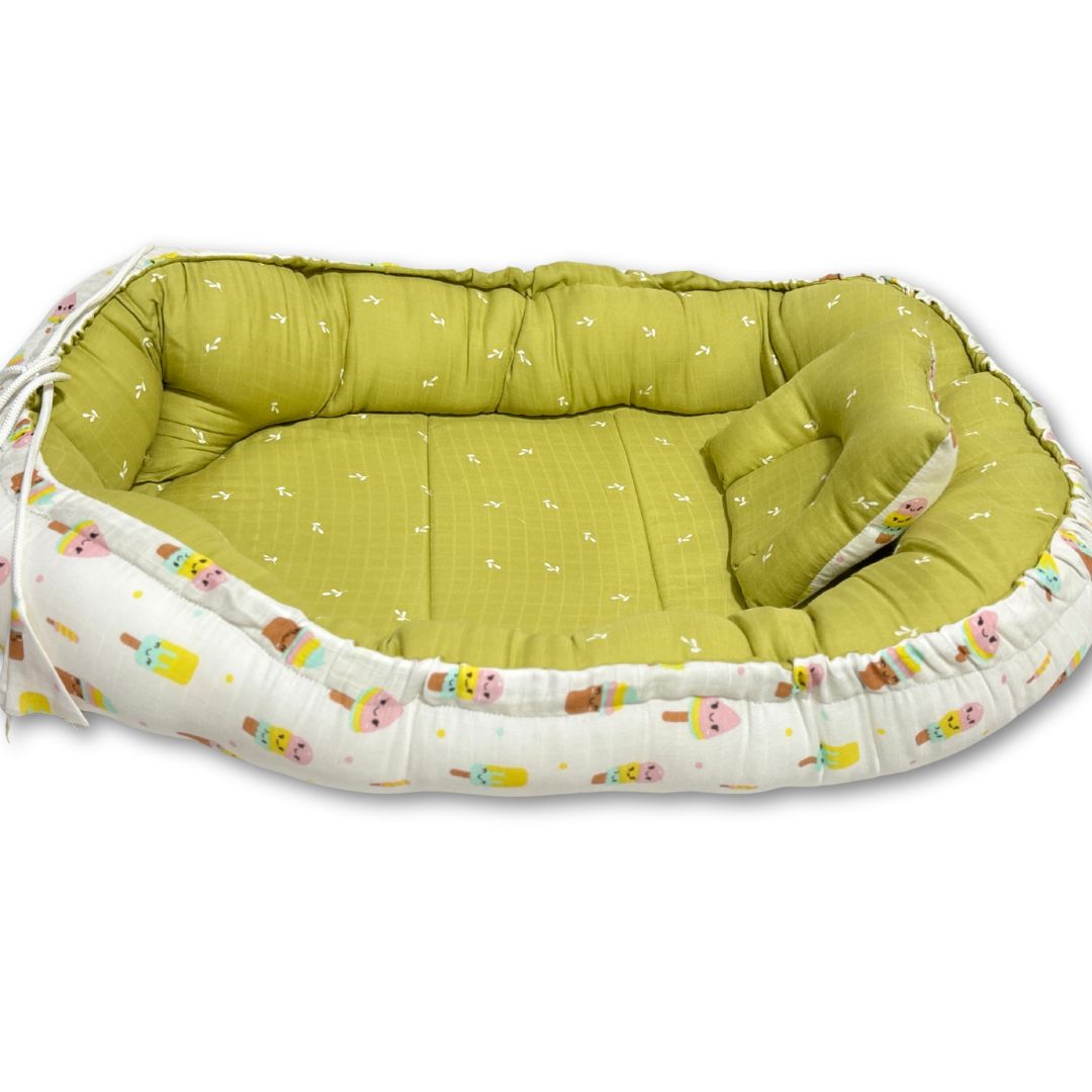 Printed Cotton Portable & Foldable Reversible Sleeping Bed Nest