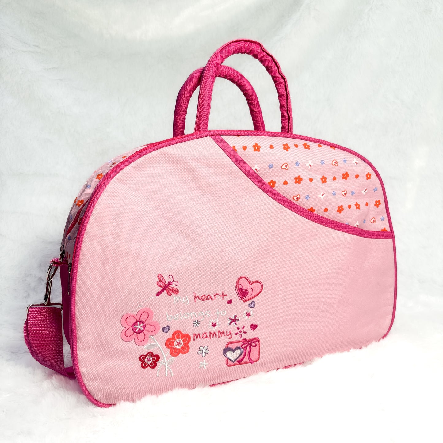 Kids Pink Floral Printed Diaper Bag