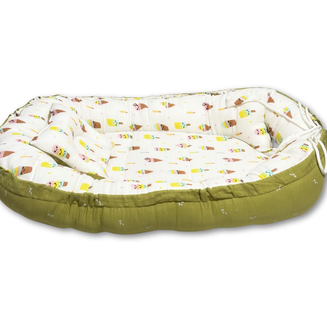Printed Cotton Portable & Foldable Reversible Sleeping Bed Nest