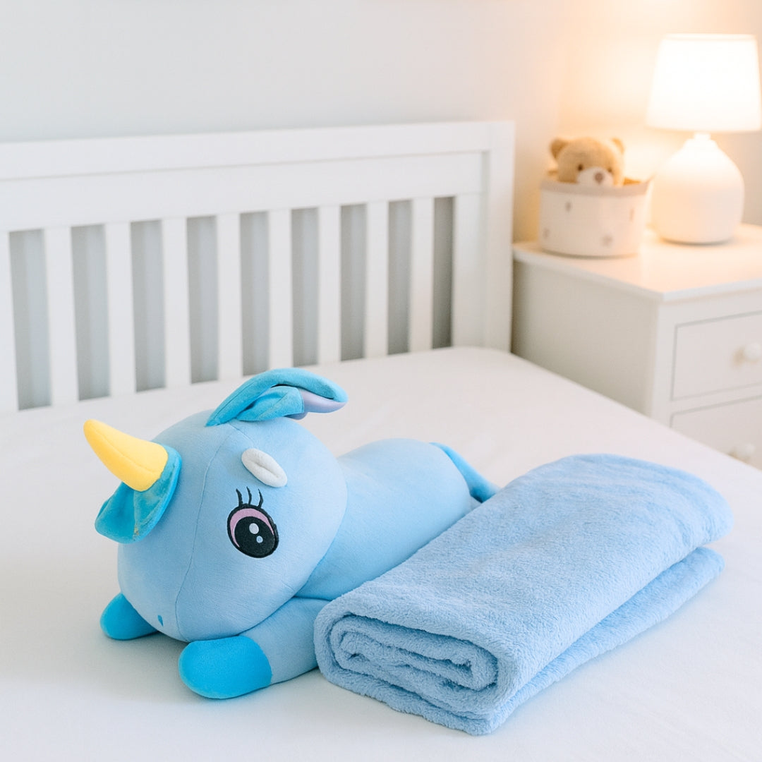 Pillow Cum Soft Toy with Blanket for Baby