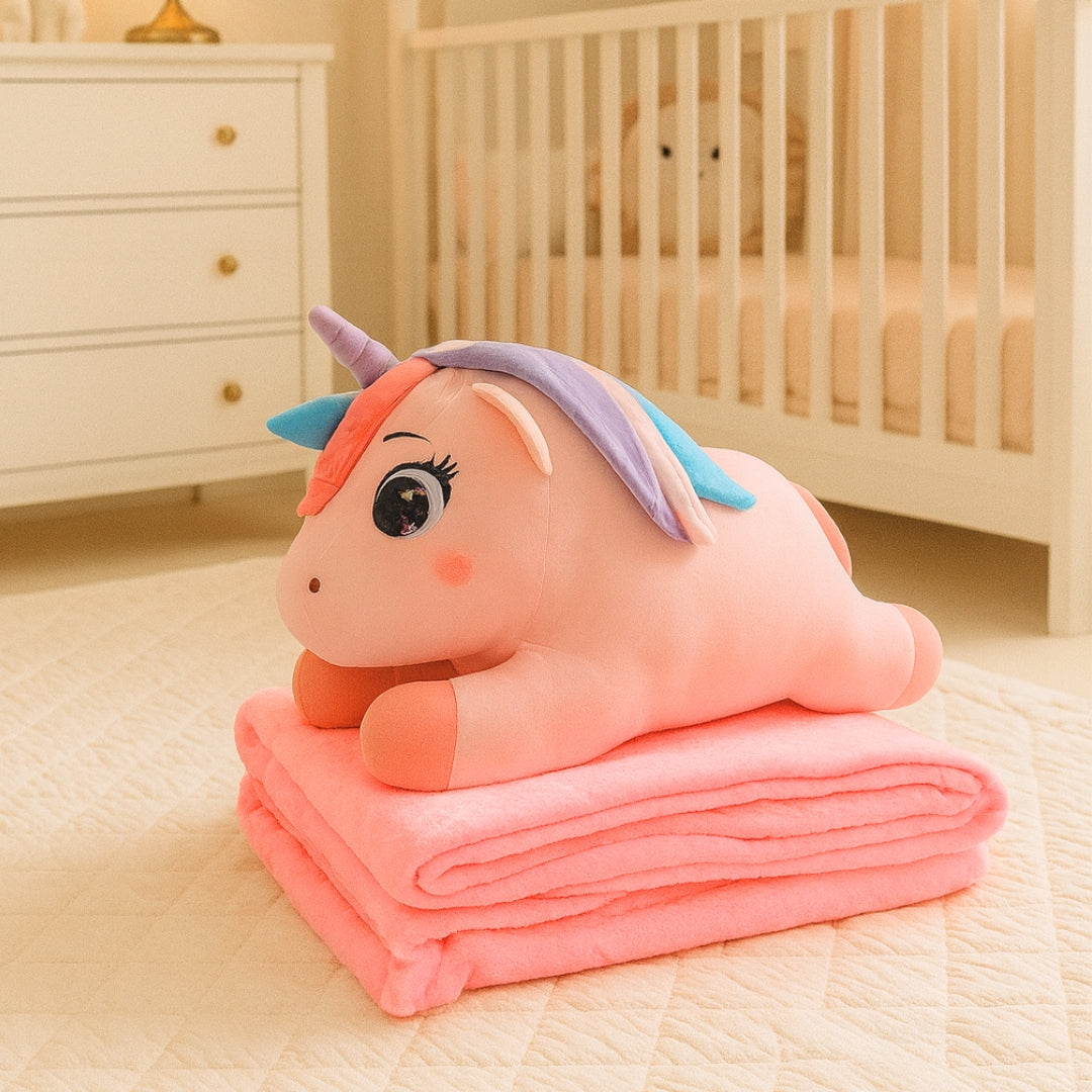 Pillow Cum Soft Toy with Blanket for Baby