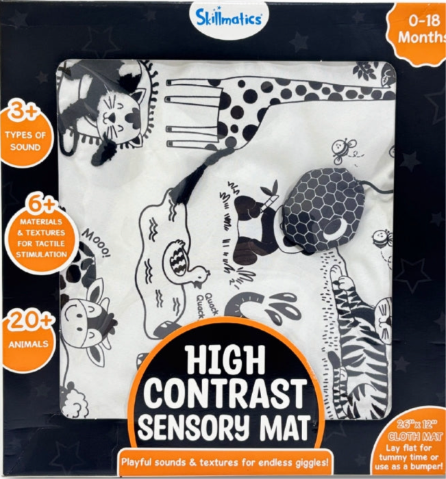 High Contrast Sensory Mat for Babies (0-18 Months) – Tummy Time Playmat with Textures, Sounds & Animal Friends