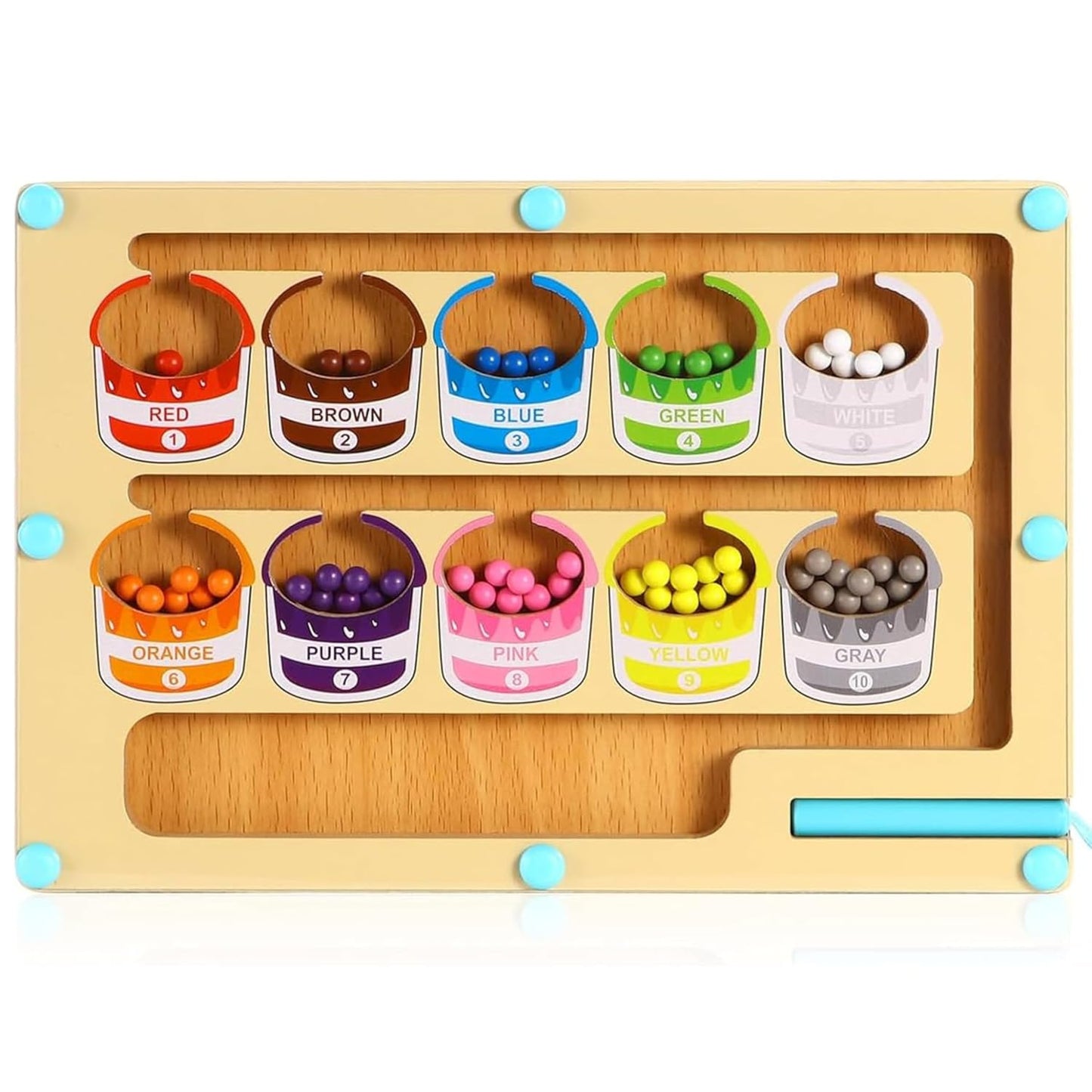 LetsAdore- Magnetic Color & Number Maze | Wooden Montessori Counting Toy for Kids