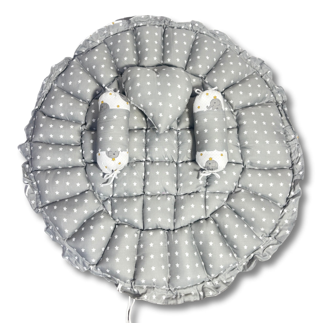 Reversible Baby Nest Bed with Mosquito Net & Pillows (0–12 Months) – For Boys & Girls