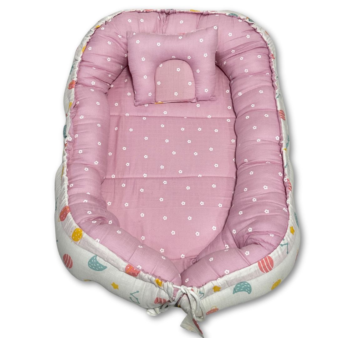 Printed Cotton Portable & Foldable Reversible Sleeping Bed Nest