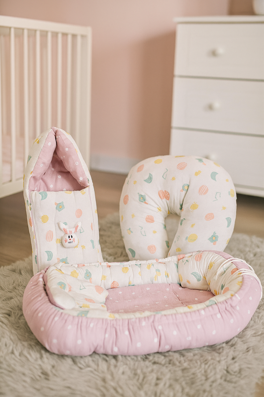 3-in-1 Baby Combo – Portable Sleeping Bed Nest, Muslin Sleeping Bag & Nursing Pillow | LetsAdore