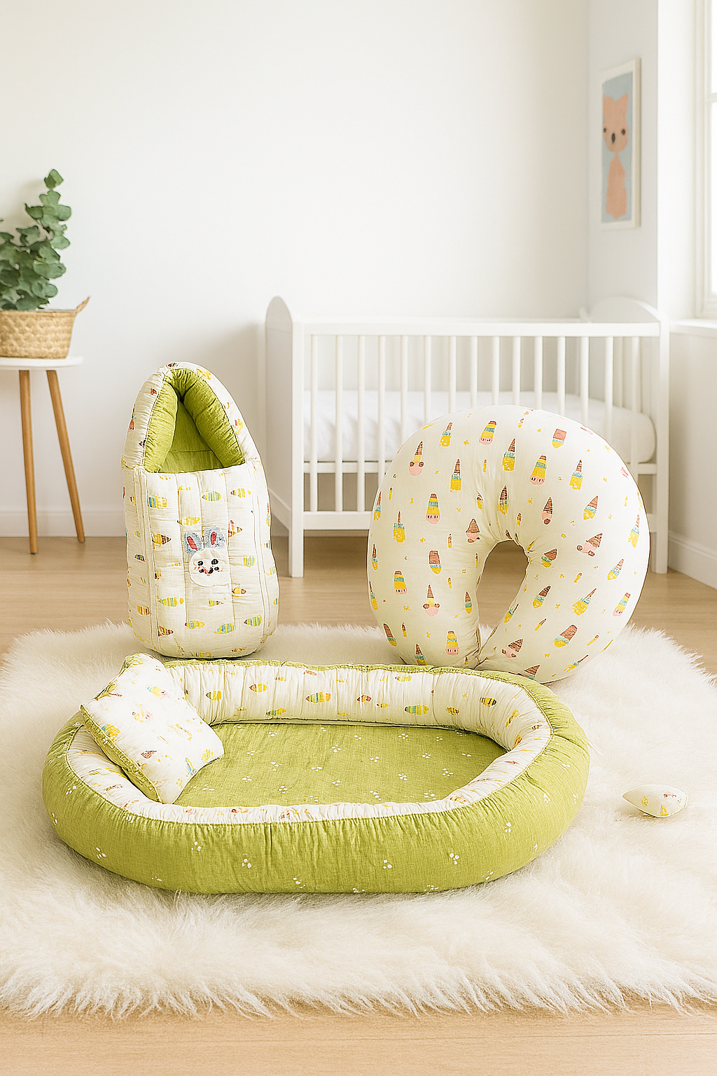 3-in-1 Baby Combo – Portable Sleeping Bed Nest, Muslin Sleeping Bag & Nursing Pillow | LetsAdore