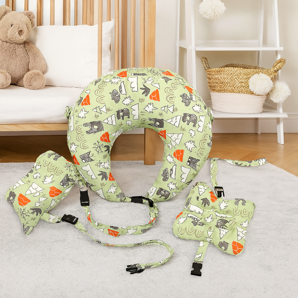 Printed Cotton Maternity Pillow with Infant Support Cushion