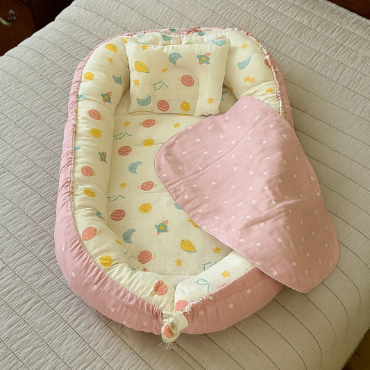 Printed Cotton Portable & Foldable Reversible Sleeping Bed Nest