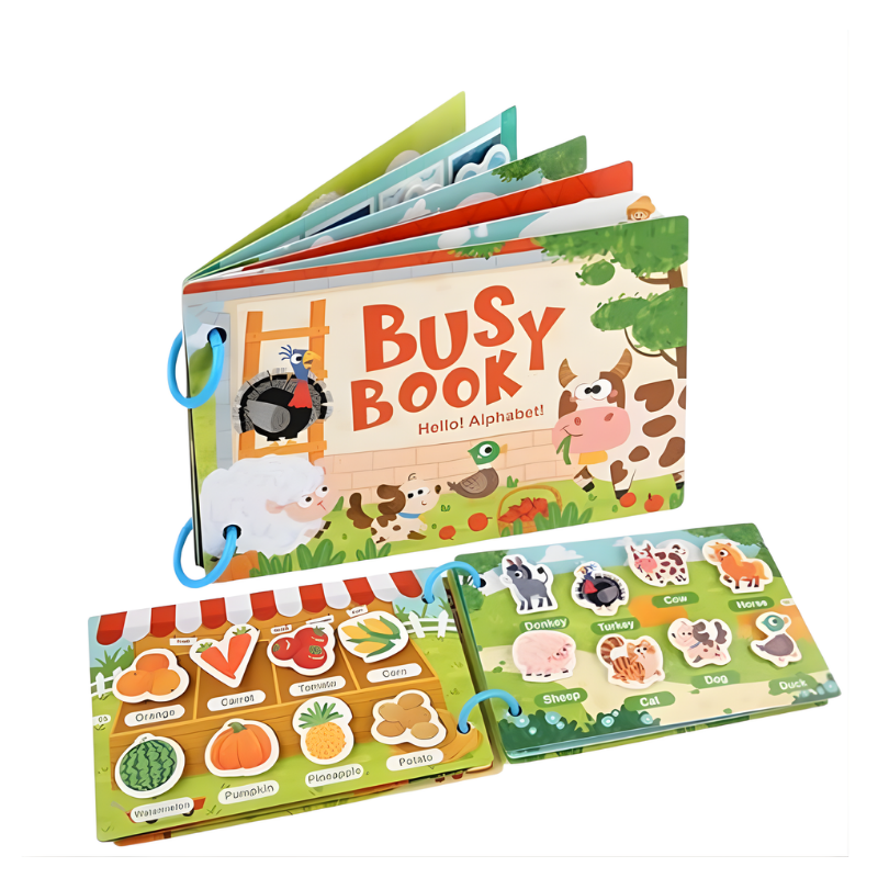 LetsAdore Montessori 3-in-1 Learning Combo Set| Talking Flash Cards + Busy Book + Educational Puzzle Board