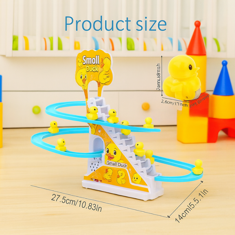 LetsAdore Duck Slide Toy Set | Automatic Stair-Climbing Duck Race Track with Lights & Music | Includes 3 Ducklings β Multicolor