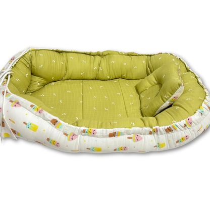 Printed Cotton Portable & Foldable Reversible Sleeping Bed Nest