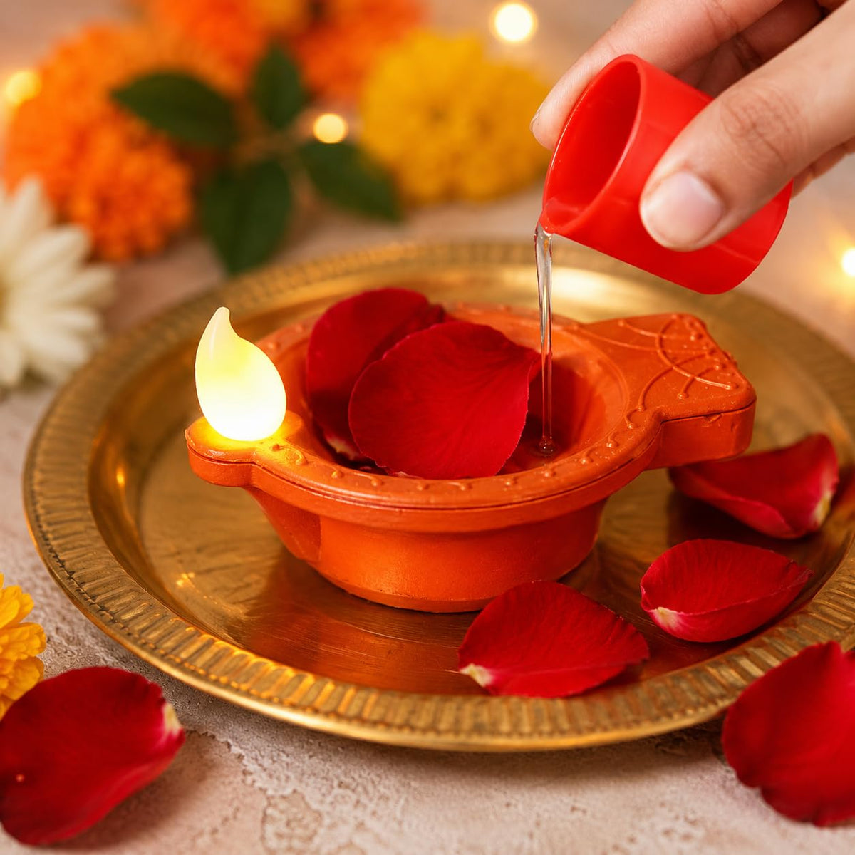 LED Water Sensor Reflection Diya – Set of 12