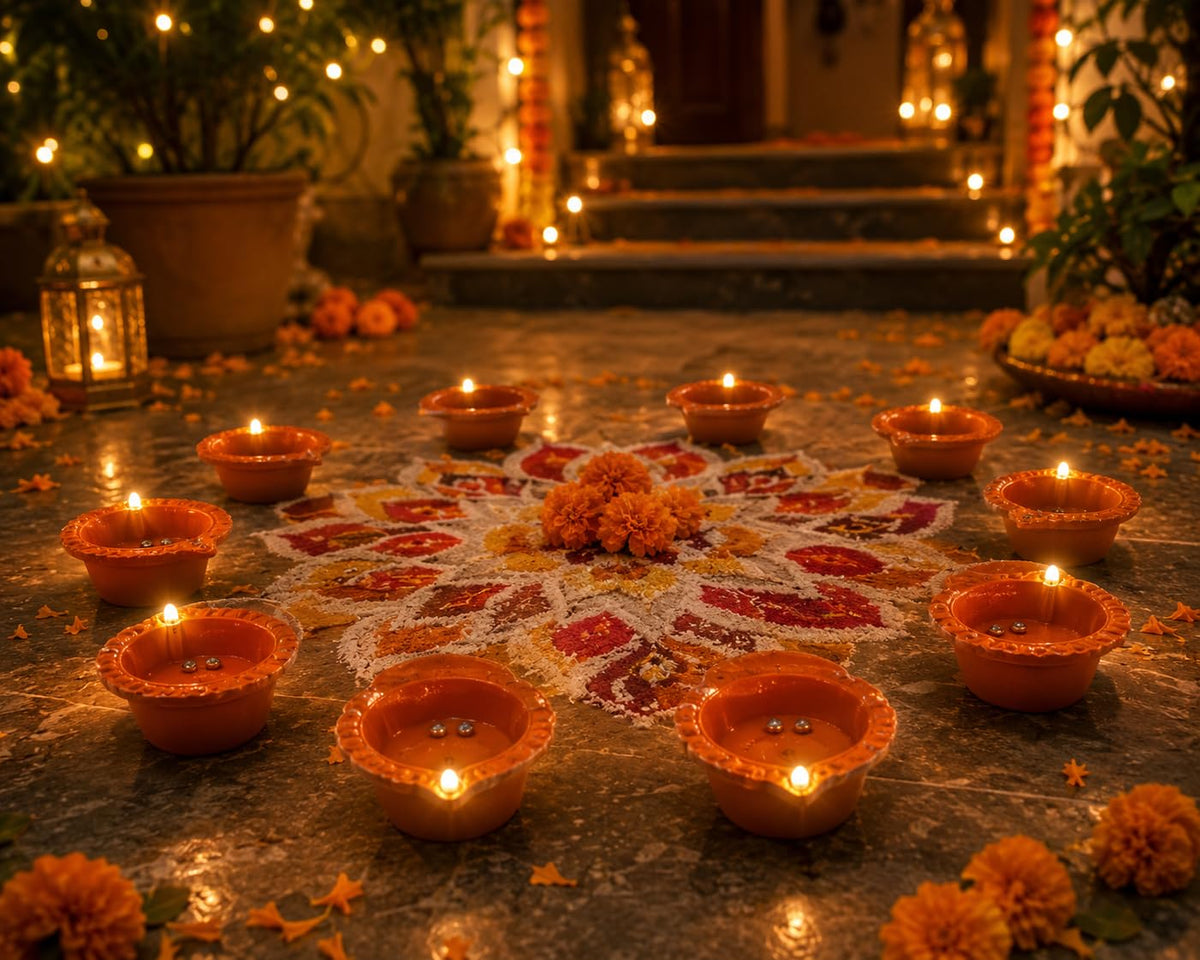 LED Water Sensor Reflection Diya – Set of 12