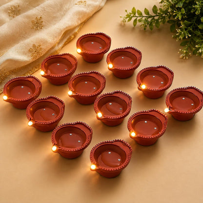 LED Water Sensor Reflection Diya – Set of 12