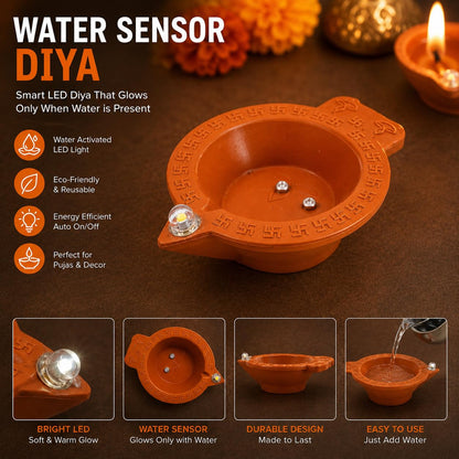 LED Water Sensor Reflection Diya – Set of 12