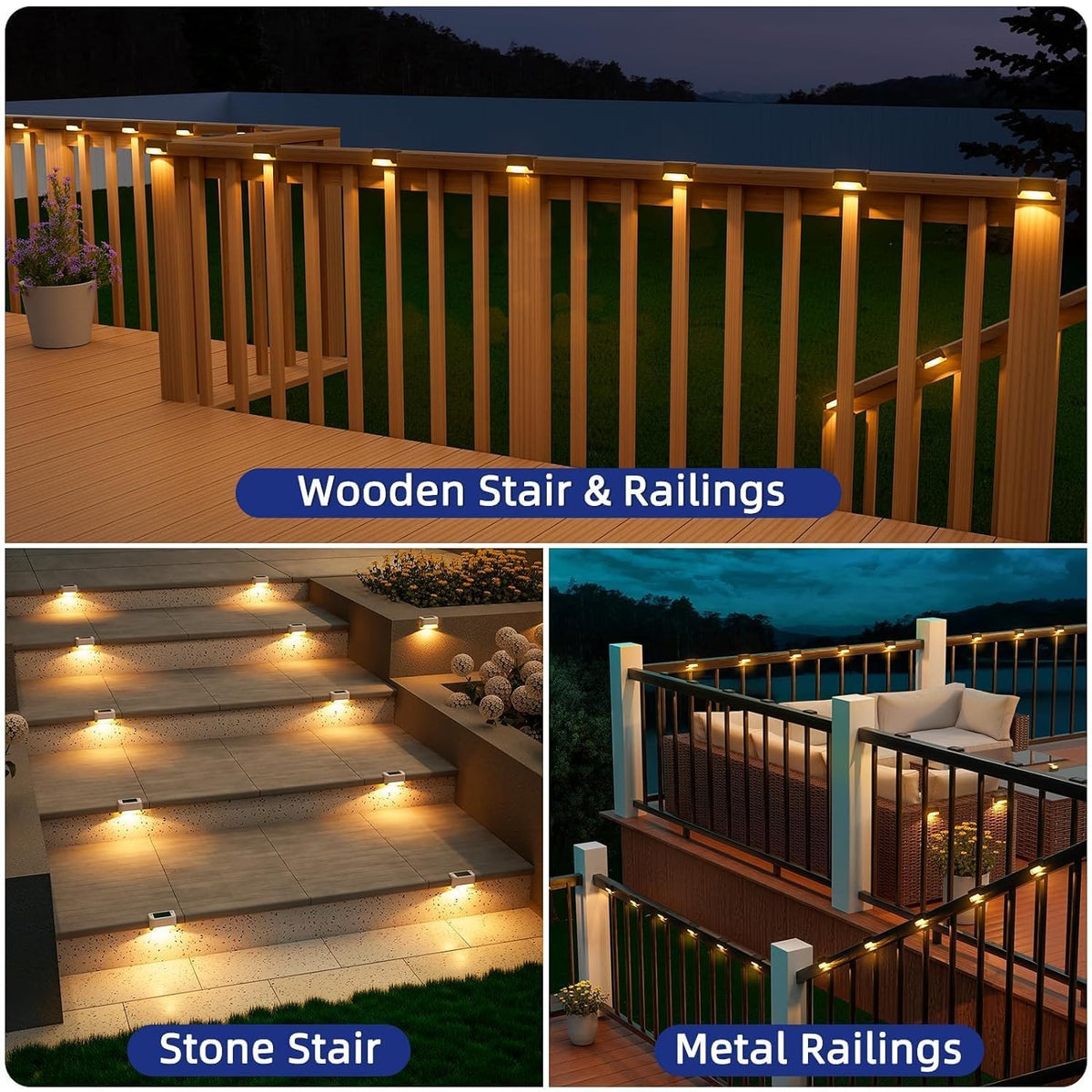 SolarGlow Outdoor Wall & Stair Lights – Solar Powered Decorative Lights for Garden, Balcony, Patio & Pathway