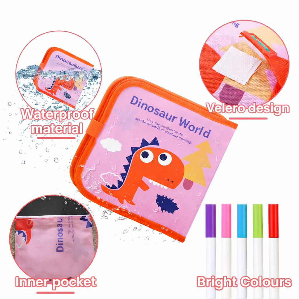 LetsAdore Reusable Doodle Book Set for Kids | 14-Page Erasable Drawing Notebook with 12 Sketch Pens & Wipes | Unicorn Painting Activity & Art Stationery Kit | Gift for Ages 3–12