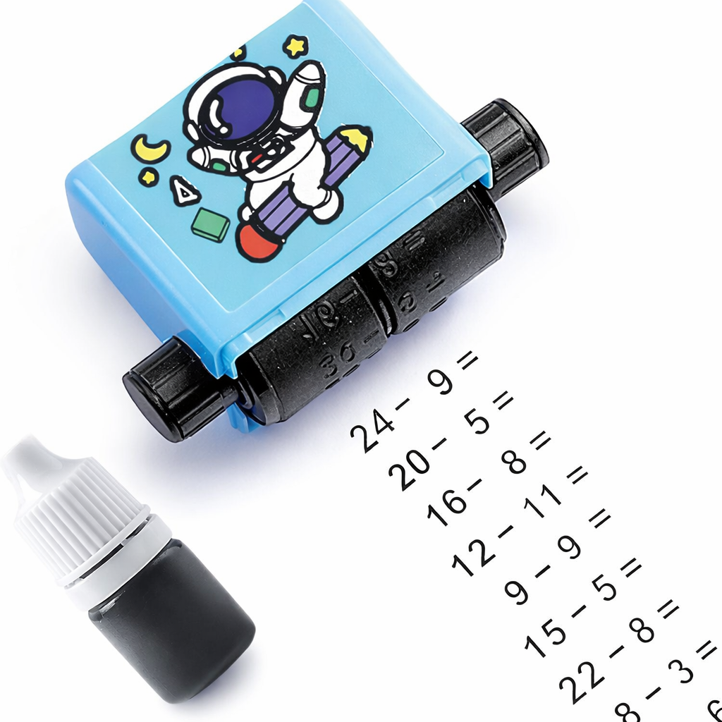 LetsAdore 4-in-1 Math Roller Stamp | Addition, Subtraction, Multiplication & Division Practice Tool for Kids
