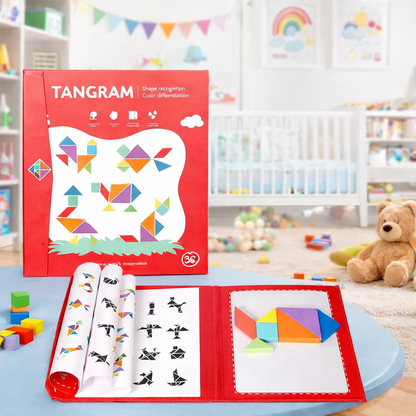 LetsAdore Magnetic Tangram Puzzle Mind Game for Kids 8–12 Years | Educational Brain Booster Logic Toy | Travel & Gift Game