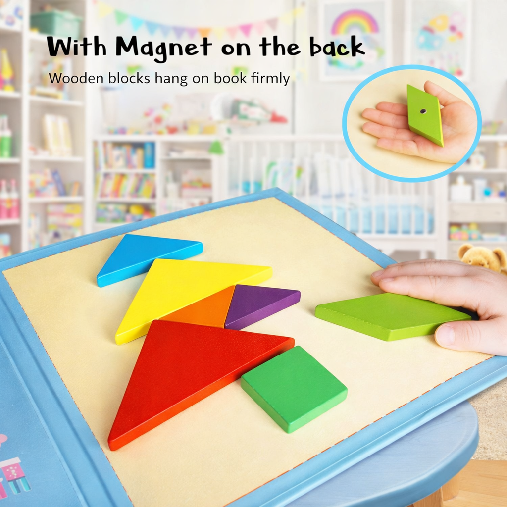 LetsAdore Magnetic Tangram Puzzle Mind Game for Kids 8–12 Years | Educational Brain Booster Logic Toy | Travel & Gift Game