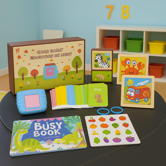 LetsAdore Montessori 3-in-1 Learning Combo Set| Talking Flash Cards + Busy Book + Educational Puzzle Board