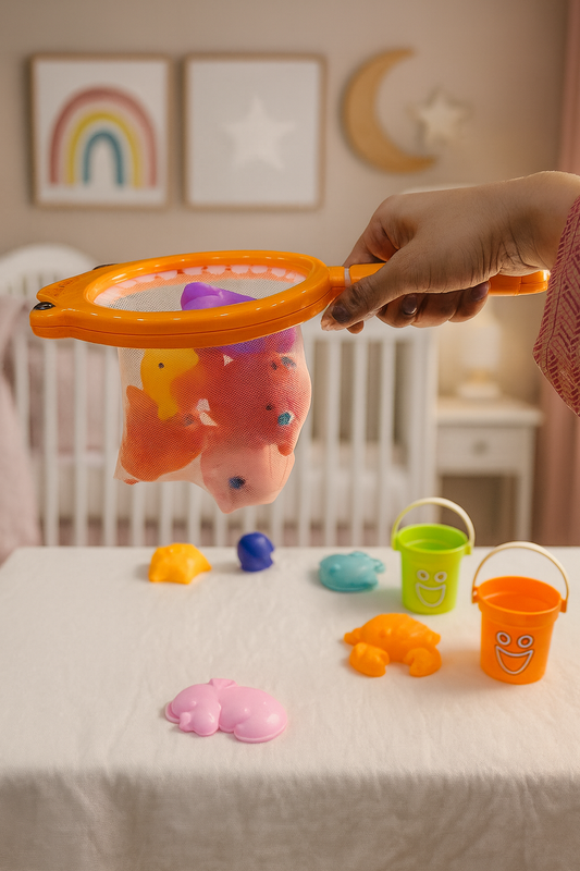 LetsAdore Floating Animals Bath Toys Set with Fishing Net for Babies & Toddlers
