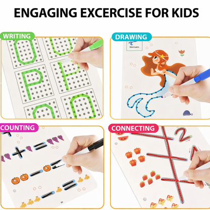 Magical Tracing Workbook Set | Reusable Alphabet & Number Writing Book for Kids- (64 Pages)