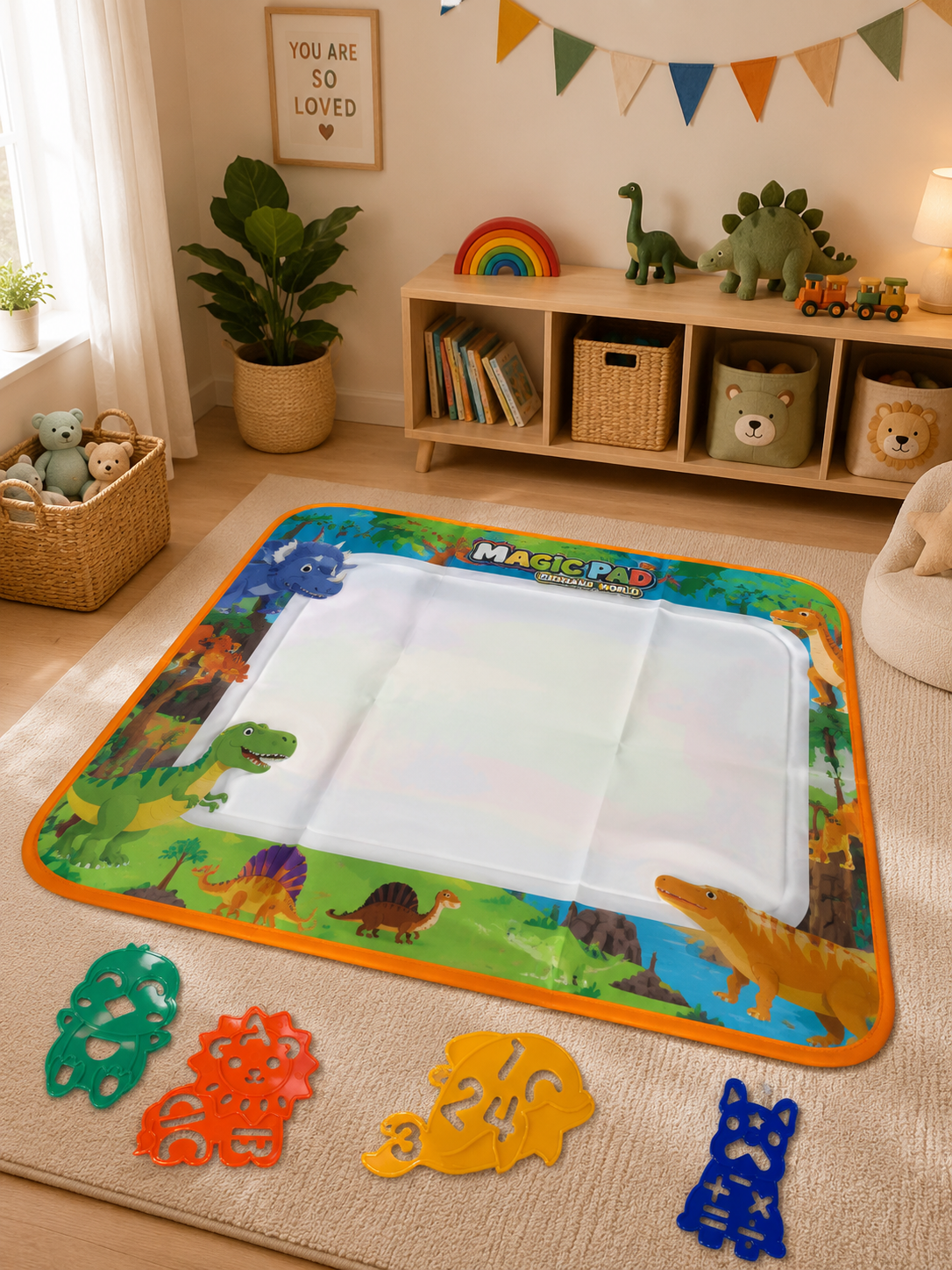 2-in-1 Doodle Water Drawing Mat for Kids 3+ Years – No-Mess Reusable Magic Coloring & Educational Painting Toy Toddlers Large Aqua Indoor Outdoor