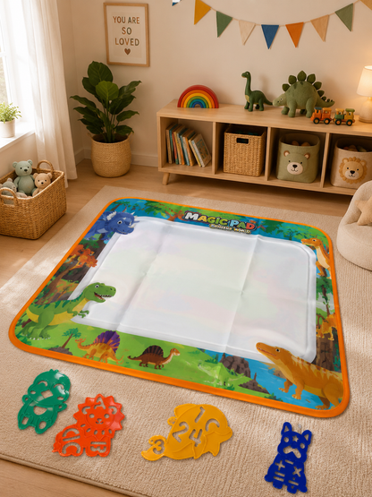 2-in-1 Doodle Water Drawing Mat for Kids 3+ Years – No-Mess Reusable Magic Coloring & Educational Painting Toy Toddlers Large Aqua Indoor Outdoor