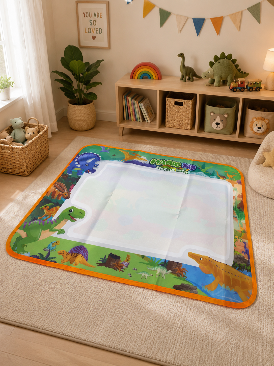 2-in-1 Doodle Water Drawing Mat for Kids 3+ Years – No-Mess Reusable Magic Coloring & Educational Painting Toy Toddlers Large Aqua Indoor Outdoor