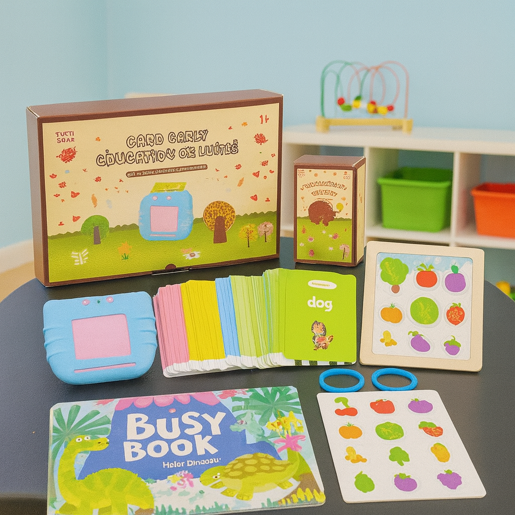 LetsAdore Montessori 3-in-1 Learning Combo Set| Talking Flash Cards + Busy Book + Educational Puzzle Board