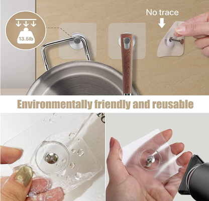 Multi-Purpose Self Adhesive Wall Hooks – Strong No-Drill Hooks for Home & Wall Organization