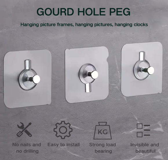 Multi-Purpose Self Adhesive Wall Hooks – Strong No-Drill Hooks for Home & Wall Organization