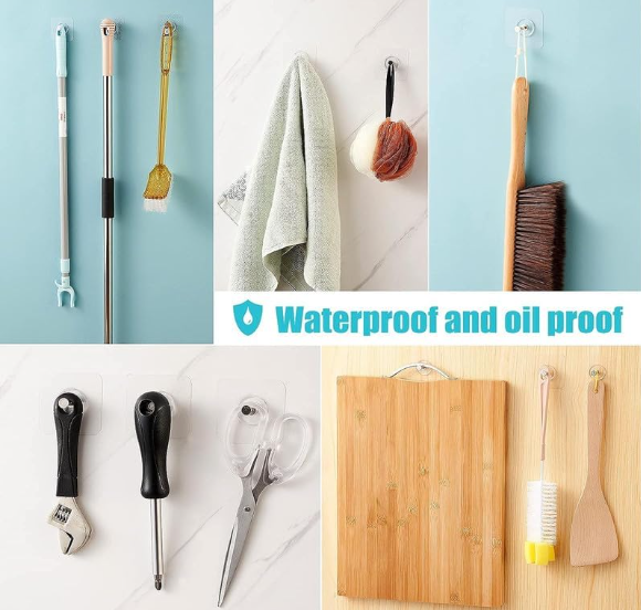 Multi-Purpose Self Adhesive Wall Hooks – Strong No-Drill Hooks for Home & Wall Organization