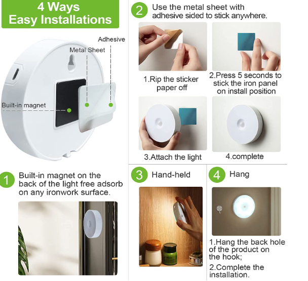 Motion Sensor LED Light – Automatic Light with Magnetic Base for Home, Kitchen, Bedroom, Wardrobe & Stairs