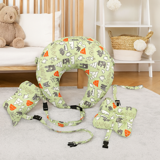 Printed Cotton Maternity Pillow with Infant Support Cushion