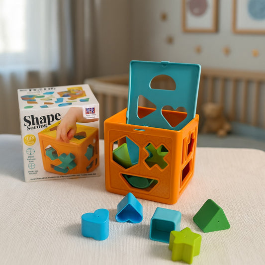 Shape Sorting Cube Senior – 20 Blocks, 10 Shapes, 6-Sided Learning Toy for Kids