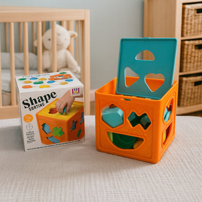 Shape Sorting Cube Senior – 20 Blocks, 10 Shapes, 6-Sided Learning Toy for Kids