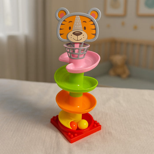 Rolling Basketball Tower – Fun Ball Drop Toy with Rattling Balls for Kids 3+ Years