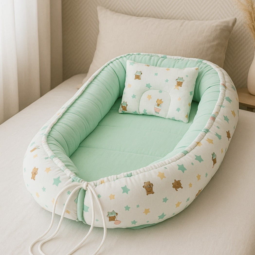 Printed Cotton Portable & Foldable Reversible Sleeping Bed Nest