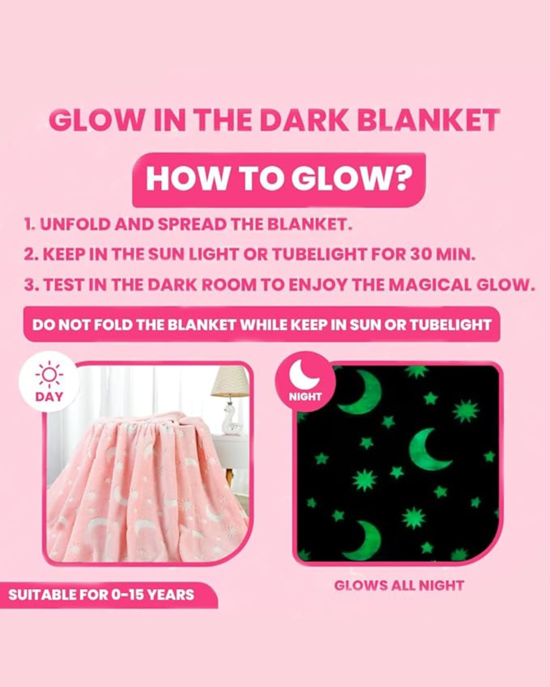 LetsAdore Glow-in-the-Dark Kids Blanket | Soft Flannel Fleece | Cozy All-Season Radium Throw | Perfect Gift for Boys & Girls