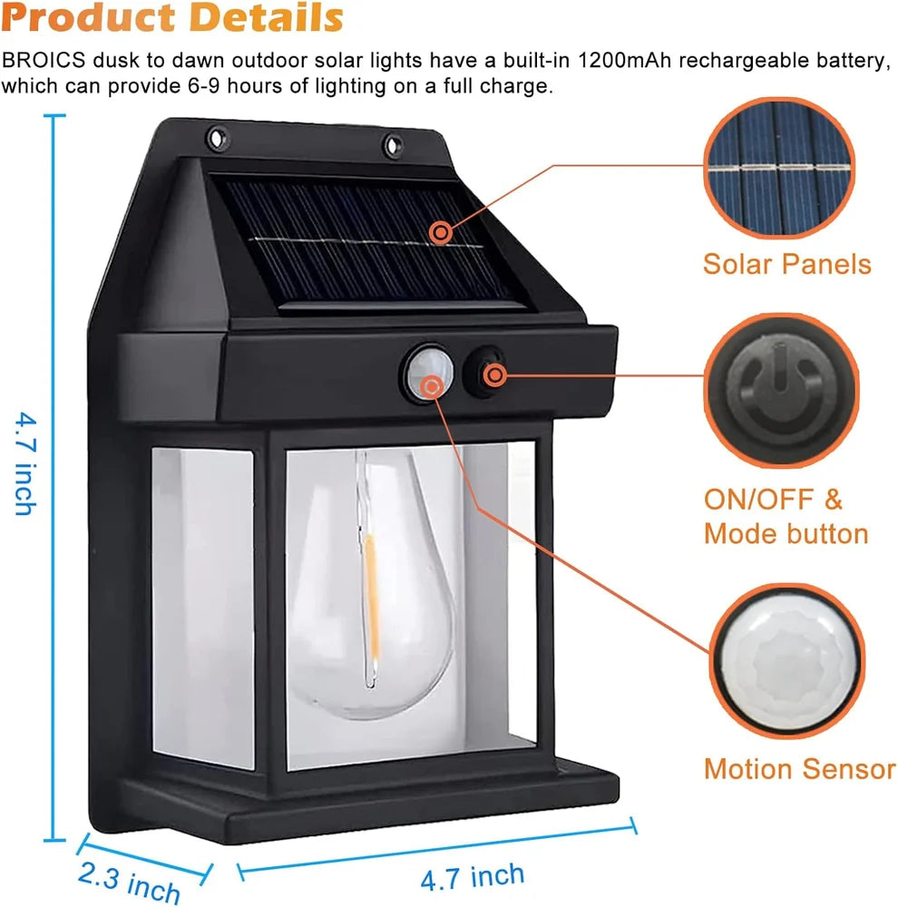 Solar Wall Lantern – 3 Modes Decorative Outdoor Light