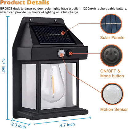 Solar Wall Lantern – 3 Modes Decorative Outdoor Light