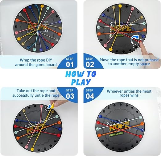 Rope Untangling Puzzle Game for Kids & Adults | 10-in-1 Twisted Rope Brain Teaser Set | Educational Strategy Toy for Family, Travel & Party Fun | Multi-Level Logic & Skill Challenge