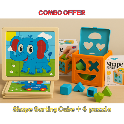 Active Learning Bundle | Rolling Ball-Drop Tower + Wooden Vehicles Puzzle for Toddlers- LetsAdore