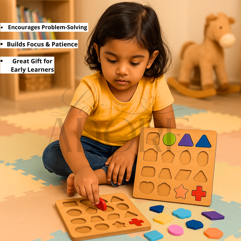 Wooden 3D Alphabet, Number & Shape Puzzle Set | Montessori Toy (Pack of 3)- LetsAdore